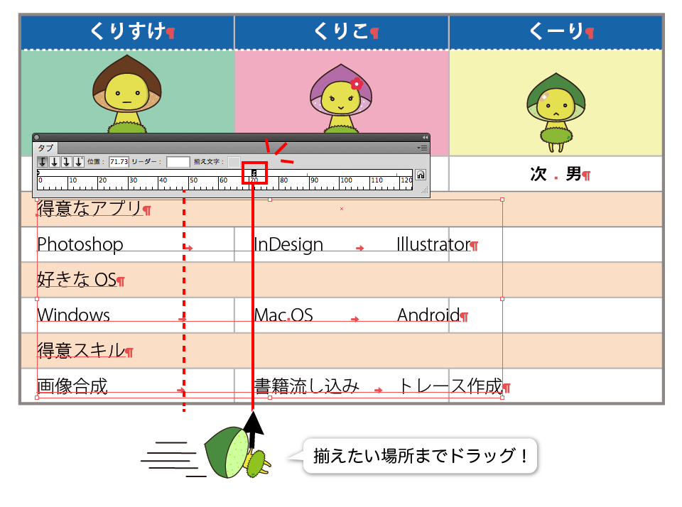 Illustratorの表組み 2 2 表に文字を入れる デザイナーやwebクリエイター Dtpオペレーターの求人に特化した人材サービスカンパニー エキスパートスタッフ の公式ブログ Expertstaff Blog